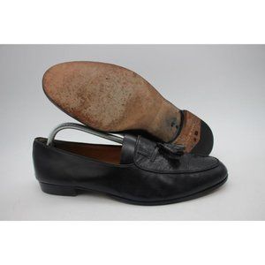 Salvatore Ferragamo Men's 11 D Lizard And Calfskin Black Leather Tassel Loafer